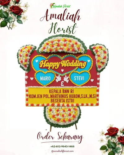 Karangan Papan Bunga Pernikahan di Kambu